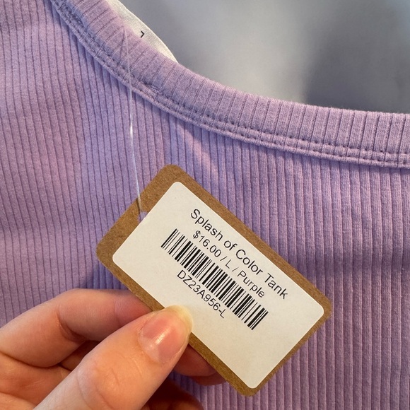 One-Shoulder Lavender Ribbed Top - Picture 3 of 3